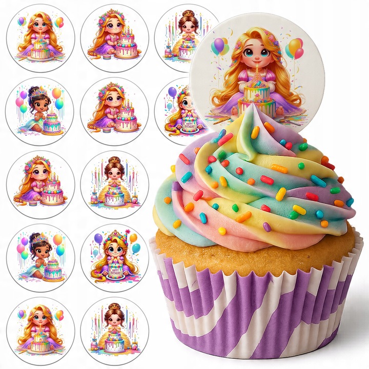 Комплект от 12 ядливи вафлени дискове с герои, WORLD CASE, за партита, 6,5 см