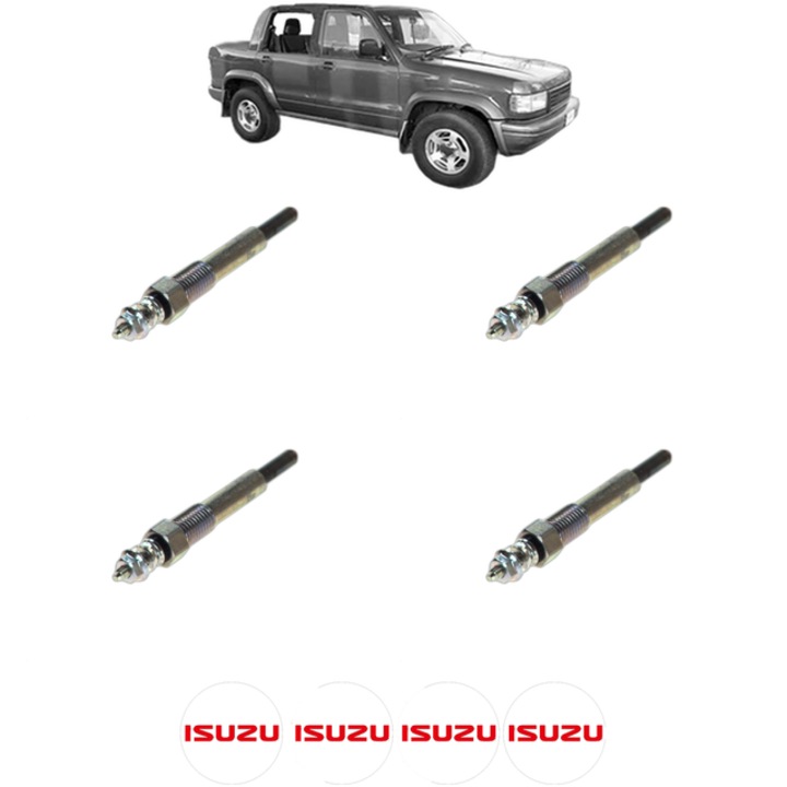 Set 4 Bujii Incandescente ISUZU TROOPER II Open Off-Road Vehicle (UB) 3.1 TD CP 114 din 1991-1998, Bujie motor, Bosch, 4x Stickere auto cu ISUZU