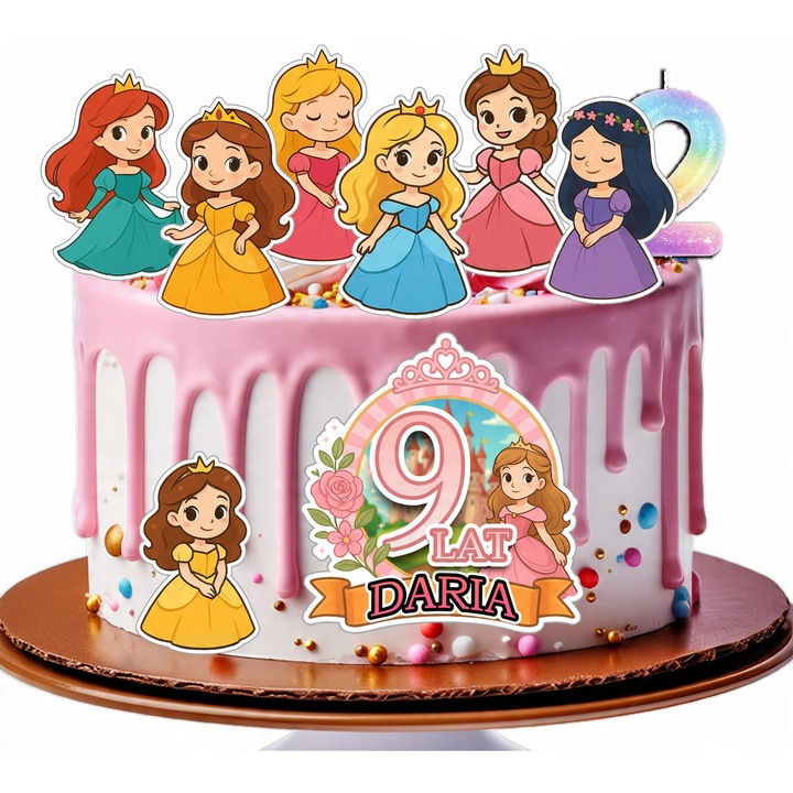 Комплект ядливи топери за торта за рожден ден, 10 героя, 7-10см, многоцветни