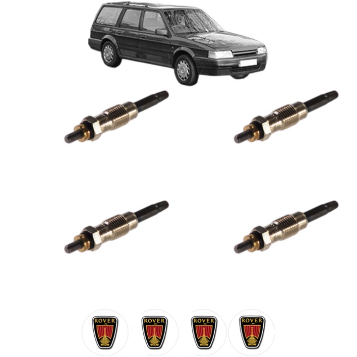 Set 4 Bujii Incandescente ROVER MONTEGO Estate (XE) 2.0 Turbo-D CP 82 din 1993-1993, Bujie motor, Bosch, 4x Stickere auto cu ROVER