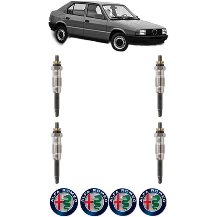 Set 4 Bujii Incandescente ALFA ROMEO 33 (905_) 1.8 TD (905A4) CP 73 din 1986-1990, Bujie motor, Bosch, 4x Stickere auto cu ALFA ROMEO
