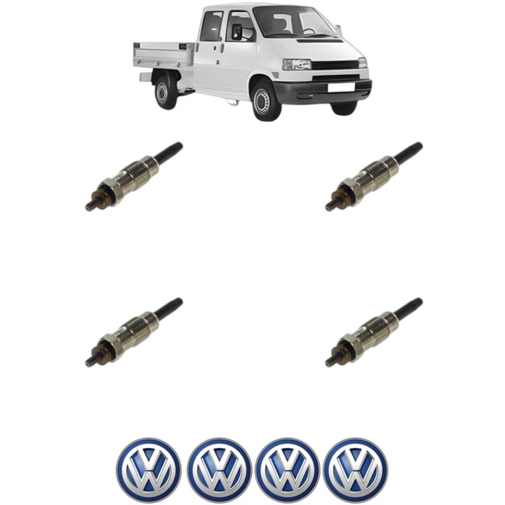 Set 4 Bujii Incandescente Volkswagen TRANSPORTER T4 Platform/Chassis (70E, 70L, 70M, 7DE, 7DL, 7D 1.9 D CP 61 din 1990-1995, Bujie motor, Bosch, 4x Stickere auto cu Volkswagen