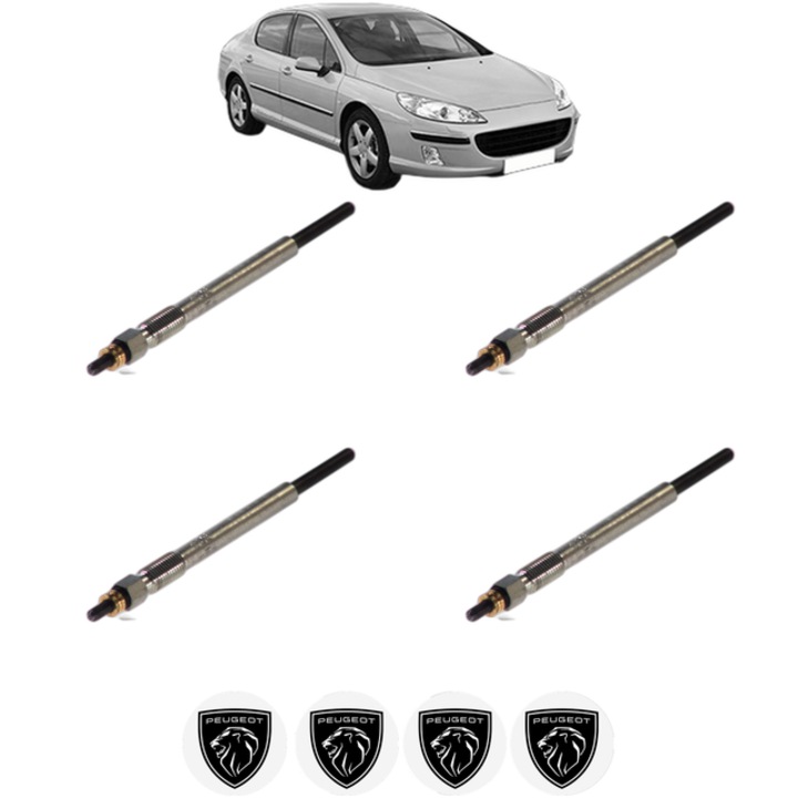 Set 4 Bujii Incandescente PEUGEOT 407 (6D_) 1.6 HDi 110 (6D9HZC, 6D9HYC) CP 109 din 2004-2010, Bujie motor, Bosch, 4x Stickere auto cu PEUGEOT