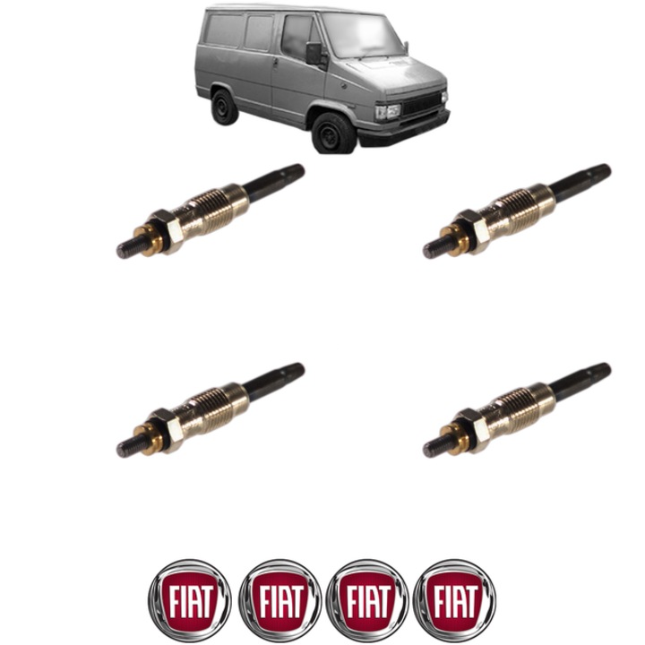 Set 4 Bujii Incandescente FIAT TALENTO Van (290_) 1.9 D (290UK) CP 71 din 1989-1994, Bujie motor, Bosch, 4x Stickere auto cu FIAT