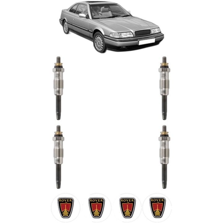 Set 4 Bujii Incandescente ROVER 800 Coupe 825 SD CP 118 din 1993-1999, Bujie motor, Bosch, 4x Stickere auto cu ROVER