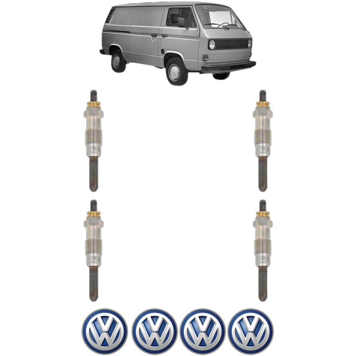 Set 4 Bujii Incandescente Volkswagen TRANSPORTER T3 Van (24_, 25_) 1.6 TD CP 69 din 1984-1992, Bujie motor, Bosch, 4x Stickere auto cu Volkswagen
