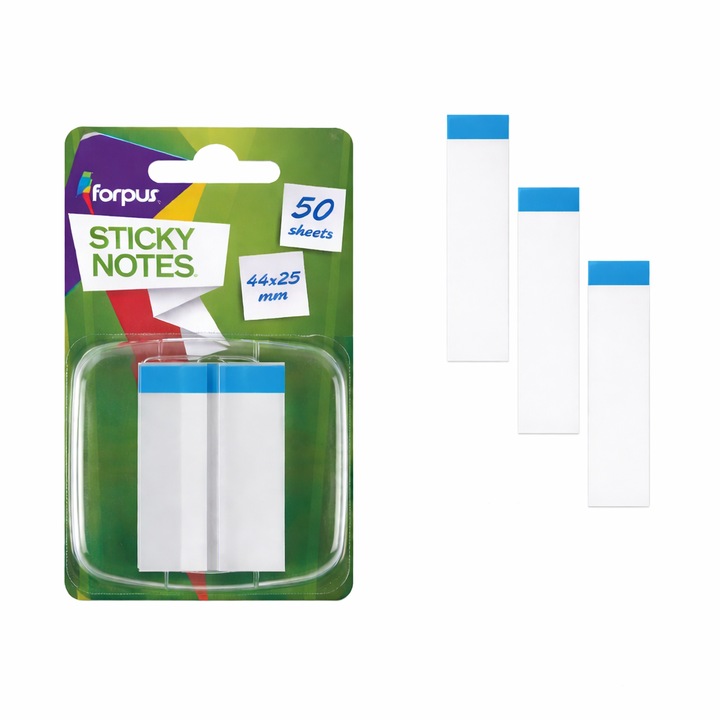 Самозалепващи се листчета, 43.2x25.4мм, сини, комплект 50 листа