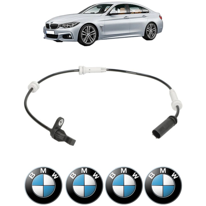 Senzor turatie roata BMW Seria 4 Gran Coupe (F36) 418 d CP 150 din 2015 - 2020, Bosch, 4x Stickere auto cu BMW