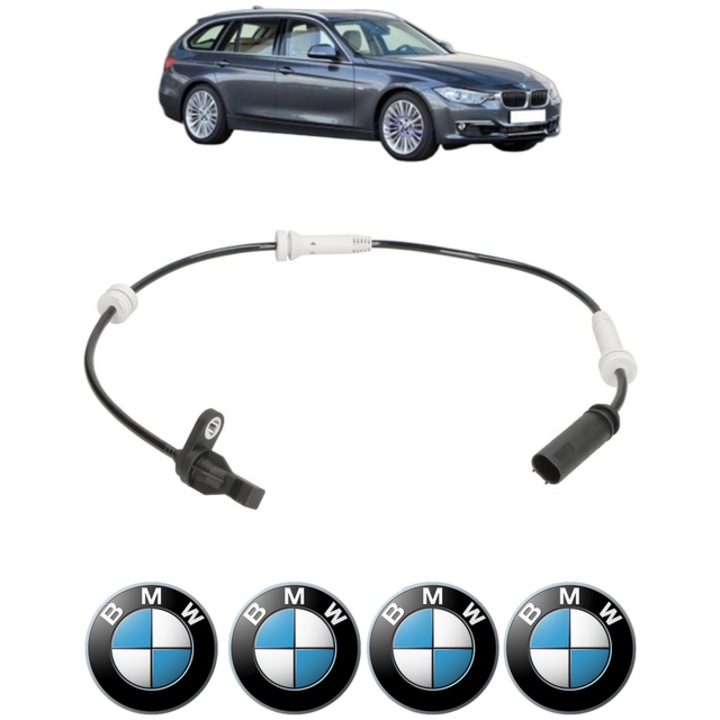 Senzor turatie roata BMW Seria 3 Touring (F31) 330 d CP 286 din 2012 - 2019, Bosch, 4x Stickere auto cu BMW