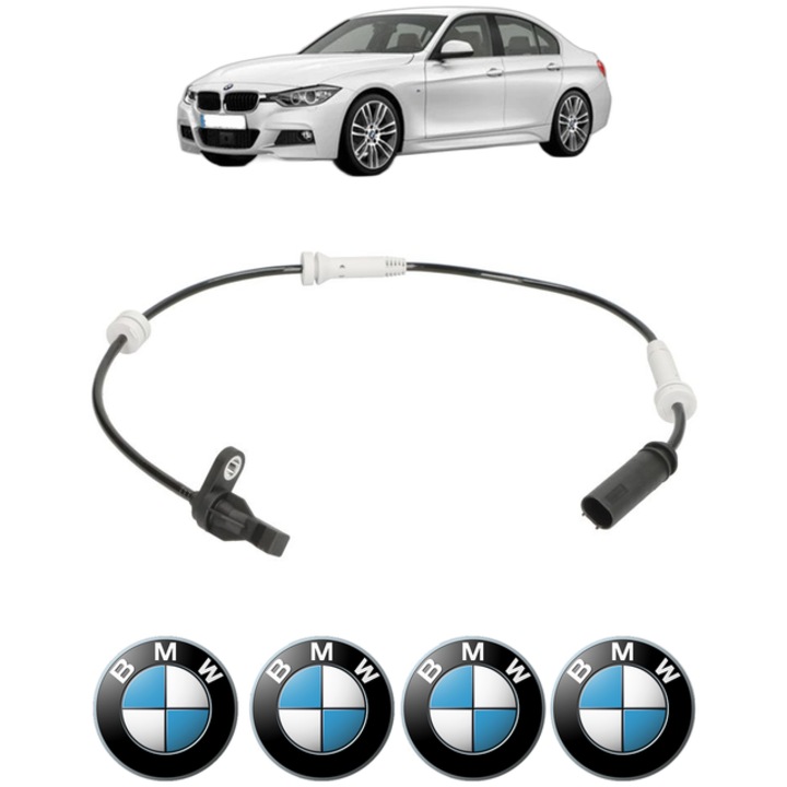 Senzor turatie roata BMW Seria 3 (F30, F80) 320 d CP 163 din 2011 - 2018, Bosch, 4x Stickere auto cu BMW