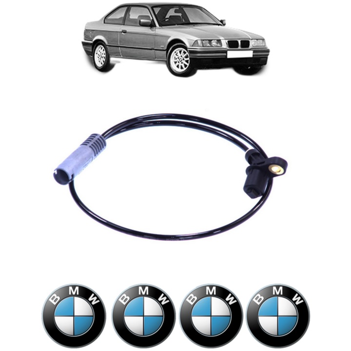 Senzor turatie roata BMW Seria 3 (E36) 320 i CP 150 din 1991 - 1998, Bosch, 4x Stickere auto cu BMW