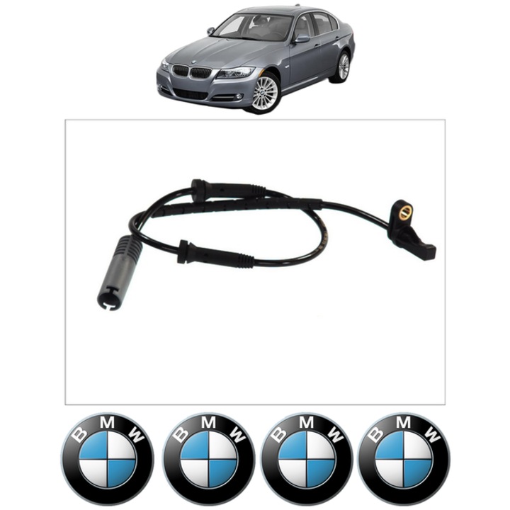 Senzor turatie roata BMW Seria 3 (E90) 320 i CP 150 din 2004 - 2007, Bosch, 4x Stickere auto cu BMW