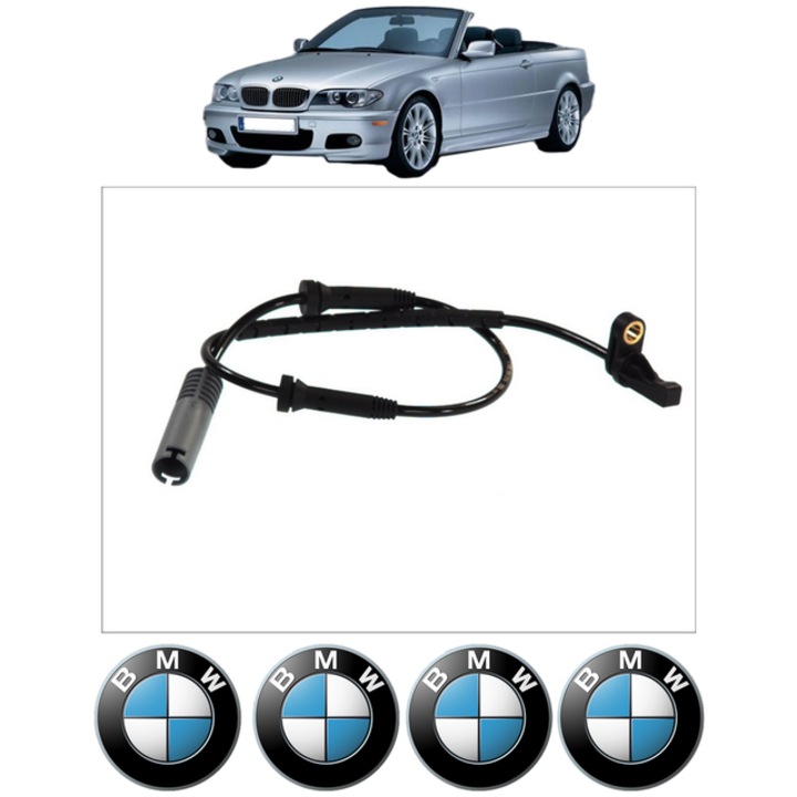 Senzor turatie roata BMW Seria 3 Convertible (E93) 320 d CP 200 din 2010 - 2013, Bosch, 4x Stickere auto cu BMW