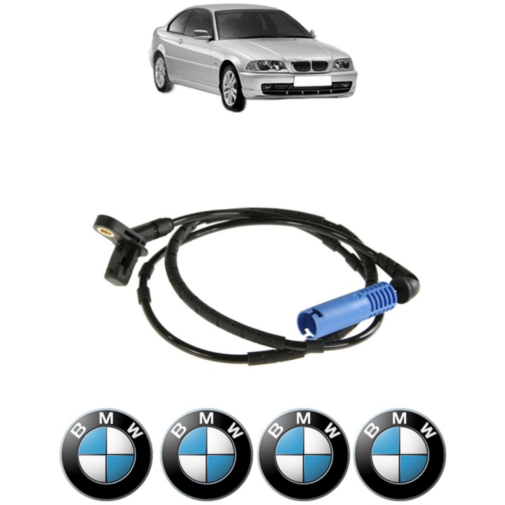Senzor turatie roata BMW Seria 3 (E46) 320 d CP 150 din 2001 - 2005, Bosch, 4x Stickere auto cu BMW
