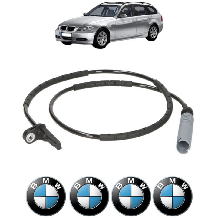 Senzor turatie roata BMW Seria 3 Touring (E91) 320 d CP 177 din 2007 - 2010, Bosch, 4x Stickere auto cu BMW