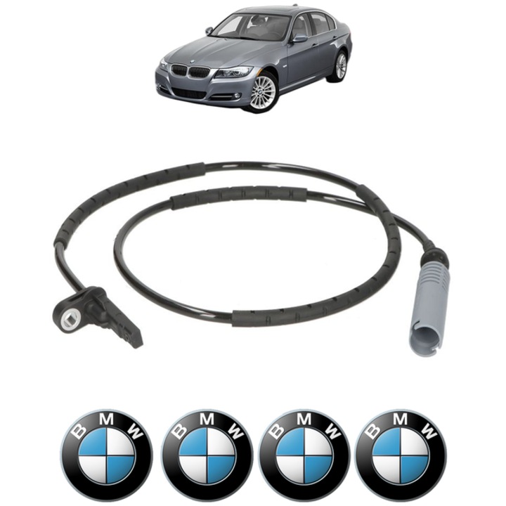 Senzor turatie roata BMW Seria 3 (E90) 320 i CP 150 din 2004 - 2007, Bosch, 4x Stickere auto cu BMW