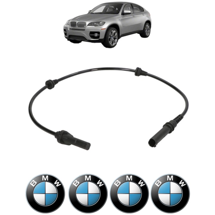 Senzor turatie roata BMW Seria X6 (E71, E72) xDrive 50 i CP 408 din 2008 - 2014, Bosch, 4x Stickere auto cu BMW