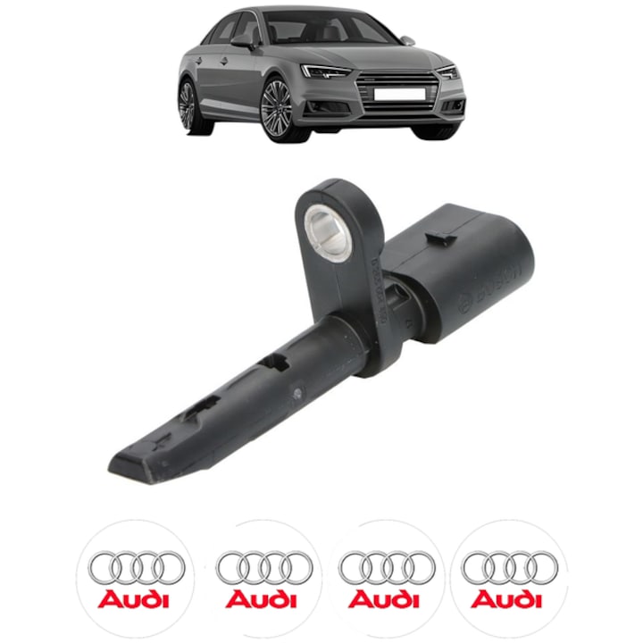 Senzor turatie roata AUDI A4 B9 (8W2, 8WC) 2.0 TFSI Mild Hybrid CP 252 din 2017 - 2019, Bosch, 4x Stickere auto cu AUDI