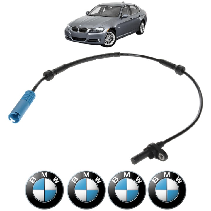 Senzor turatie roata BMW Seria 3 (E90) 320 d xDrive CP 177 din 2008 - 2010, Bosch, 4x Stickere auto cu BMW