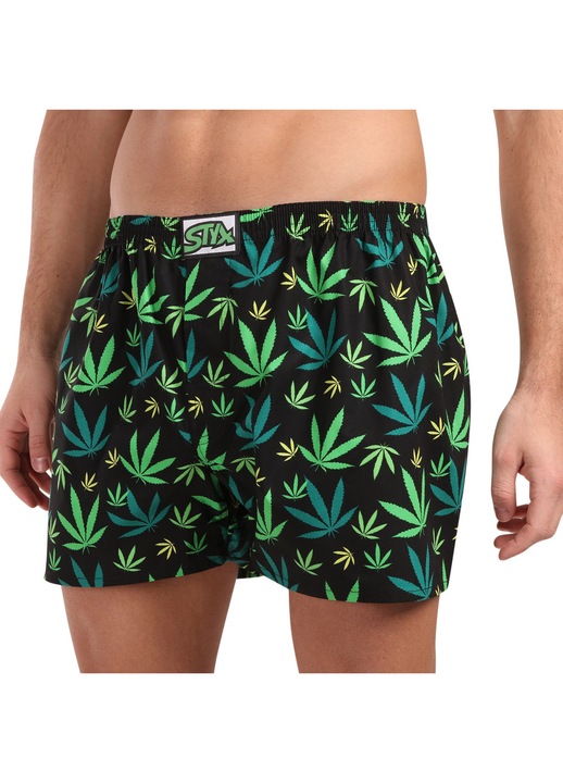 Boxeri barbatesti Styx, bumbac, negru/verde