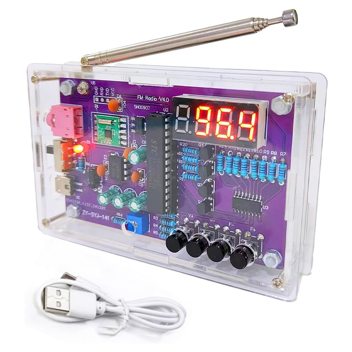 Комплект преносимо FM радио, Duueyct, 87-108MHz, USB и батерийно захранване, цифров дисплей
