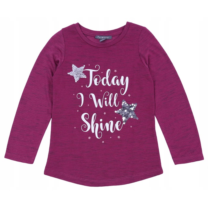 Bluza Primark, mov, maneca lunga, paiete reversibile, 5-6 ani, 116 cm