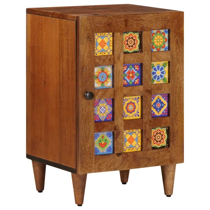 Скрин за баня vidaXL, орех, 38x33x58 см, с врата, компактен