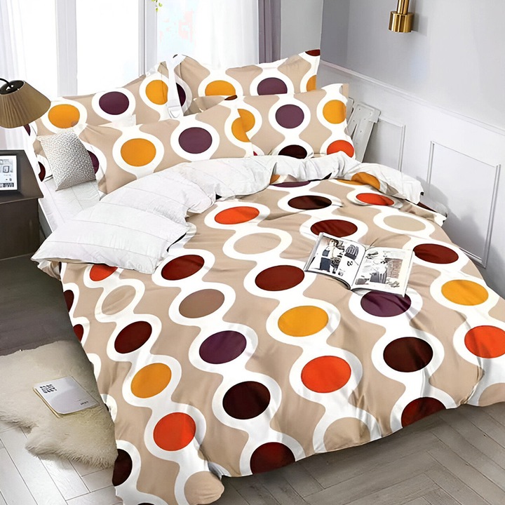 EmonaMall S14039 ágynemű, 6 részes, kétoldalas, bézs/fehér