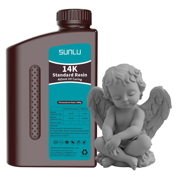 Rasina 3D, Sunlu 14K Standard, 1kg, Gri, pentru imprimanta 3D