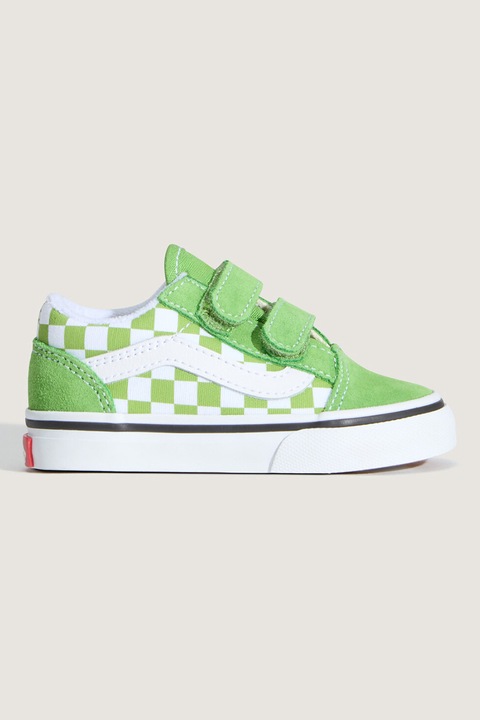 Vans, Tenisi cu garnituri din piele intoarsa Old Skool, Alb/Verde mar