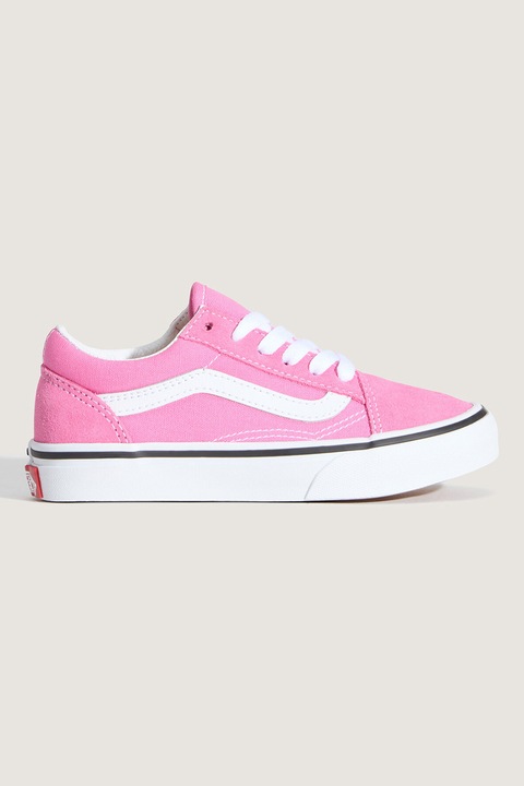 Vans, Кецове Old Skool с велур, Бял/Тъмнорозов