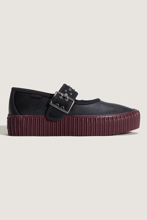 Vans, Vastag talpú pántos műbőr cipő, Fekete/Bíborszín