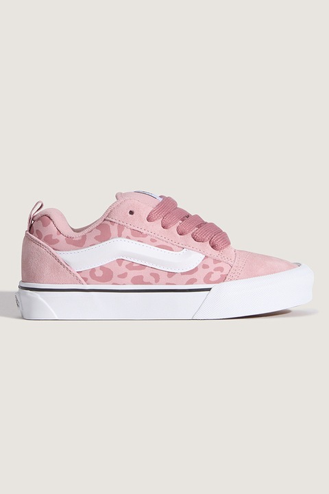 Vans, Tenisi din piele intoarsa si material textil cu animal print Knu Skool, Roz deschis