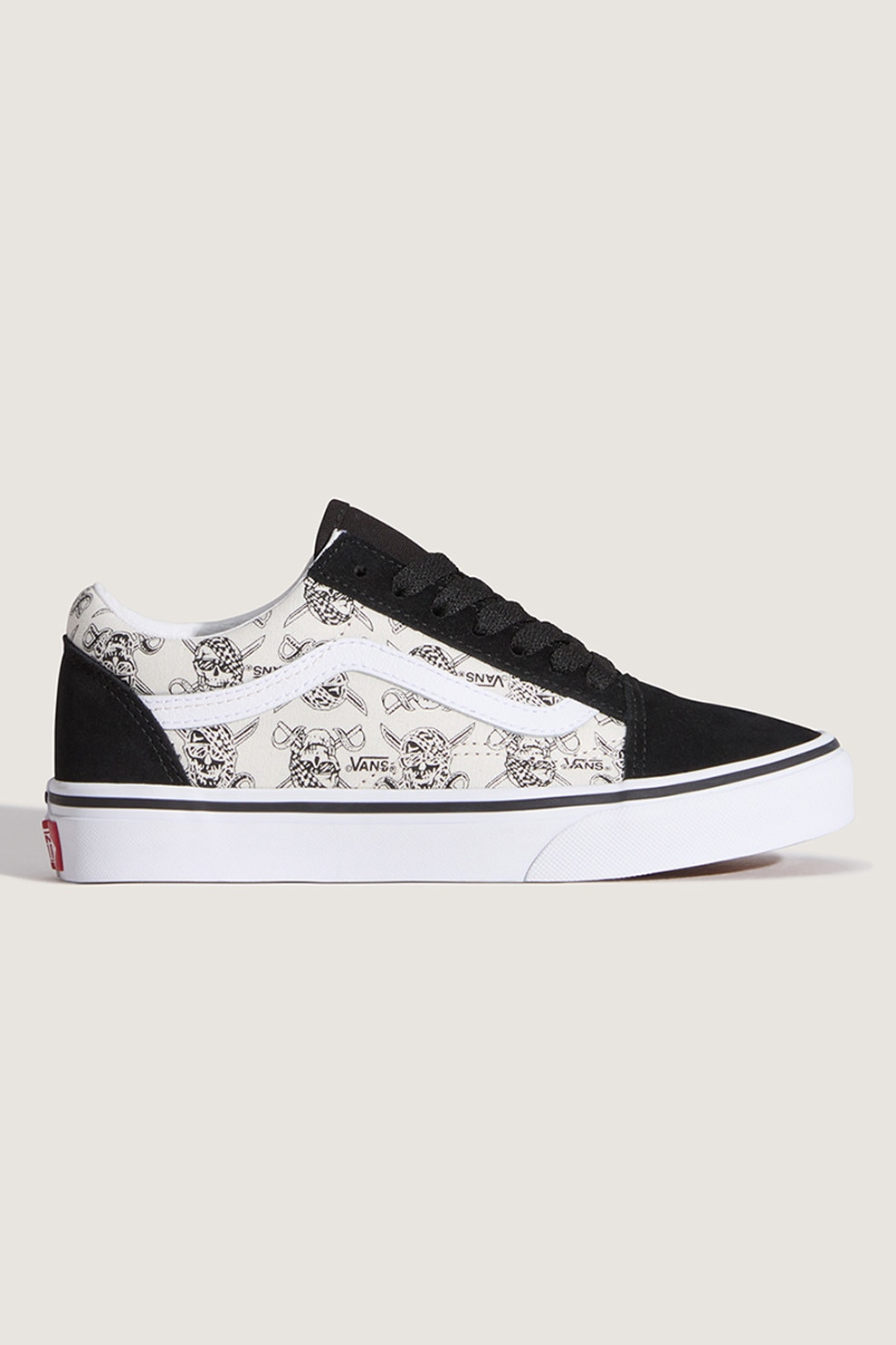 Vans, Tenisi din piele intoarsa si material textil cu imprimeu grafuc Old Skool, Negru, Bej deschis, 37 EU