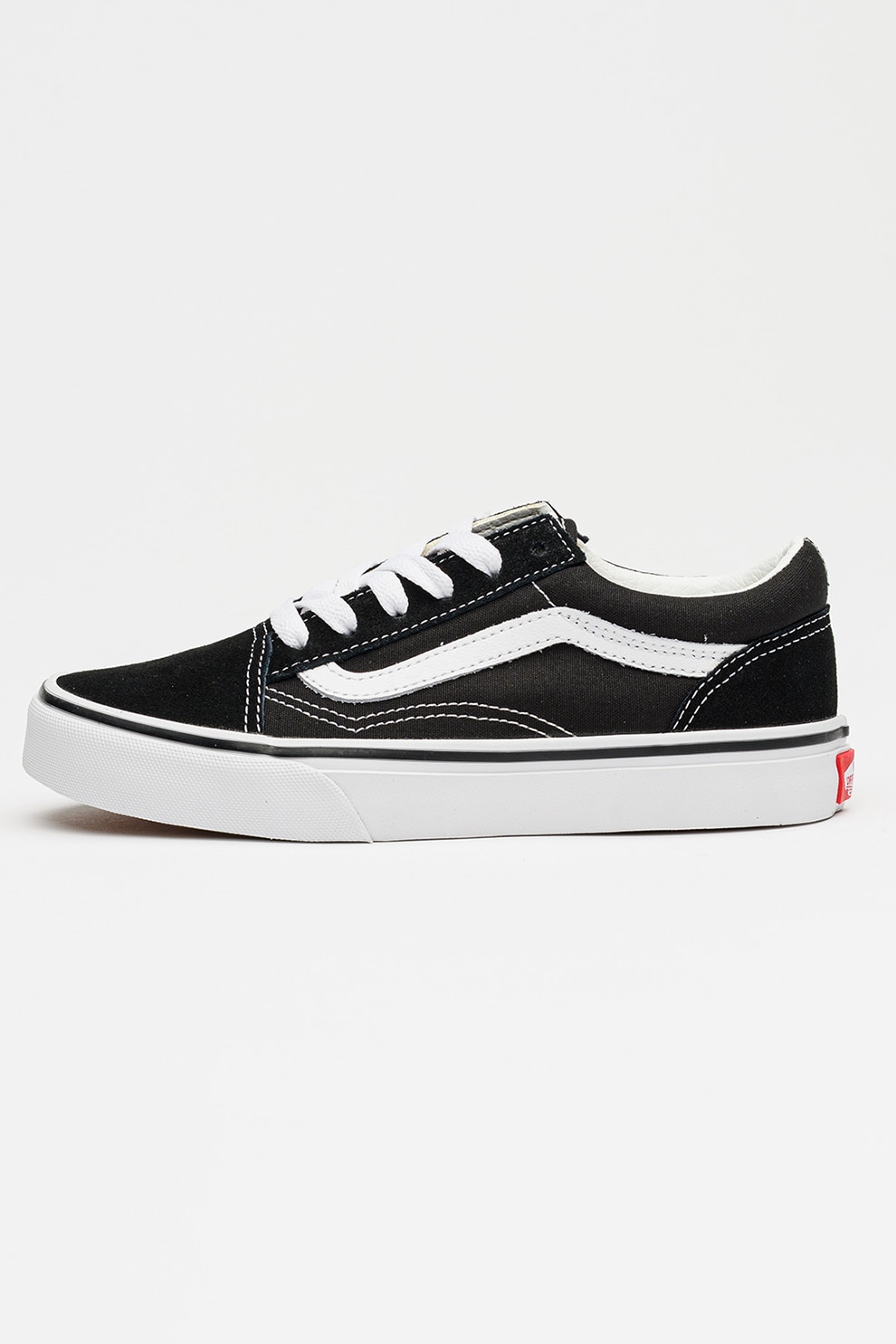 Vans, Tenisi Old Skool din piele intoarsa, Alb, Negru, 38 EU