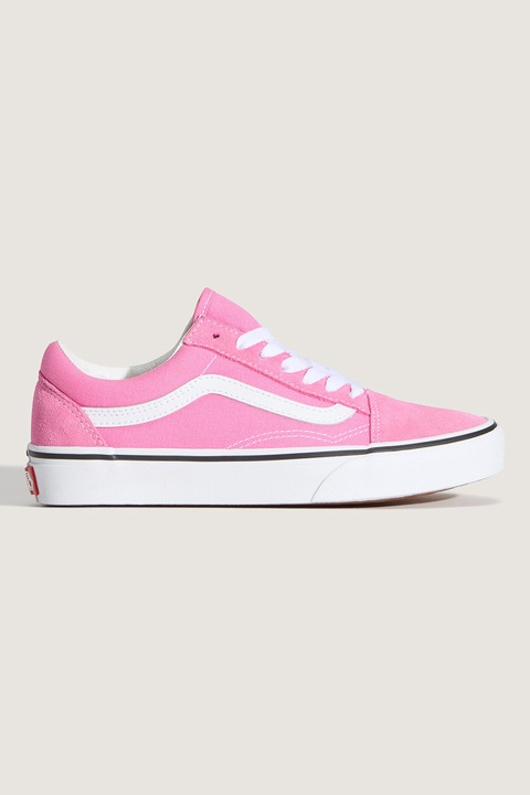 Vans, Tenisi din piele cu garnituri din material textil Old Skool, Alb/Roz