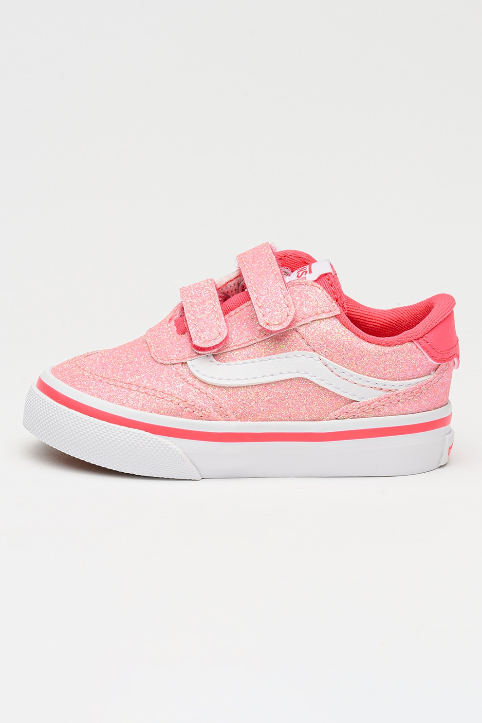 Vans, Tenisi Brooklyn cu inchidere velcro si piele intoarsa, Roz, Argintiu, 25 EU