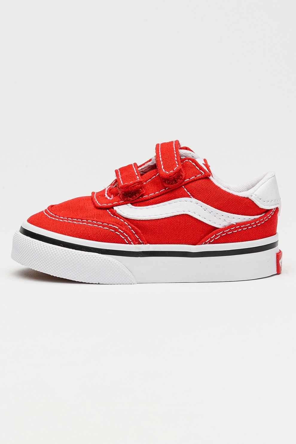 Vans, Tenisi Brooklyn cu inchidere velcro si piele intoarsa, Rosu, Alb, 24 EU