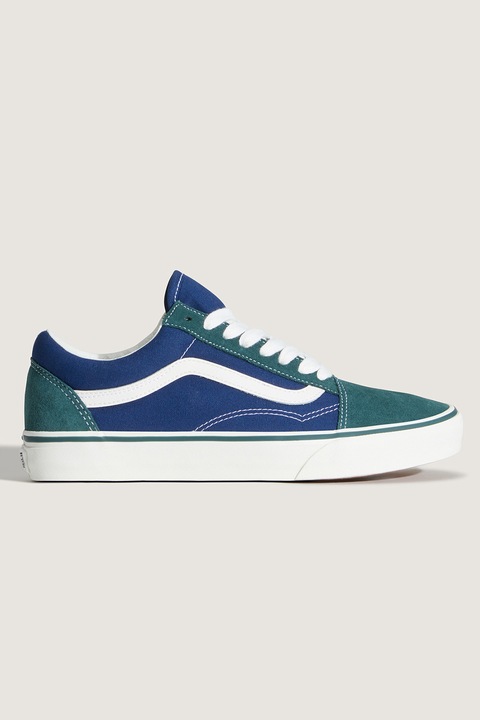 Vans, Old Skool Nine uniszex cipő nyersbőr betétekkel, Sötétkék/Olajzöld