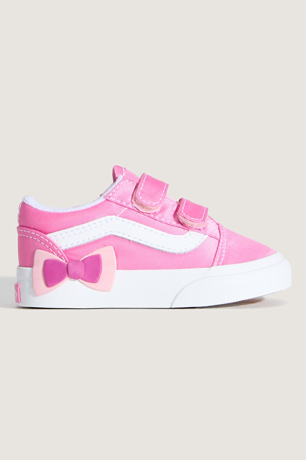 Vans, Pantofi sport Old Skool cu banda dubla velcro, Alb, Roz inchis, 24.5 EU