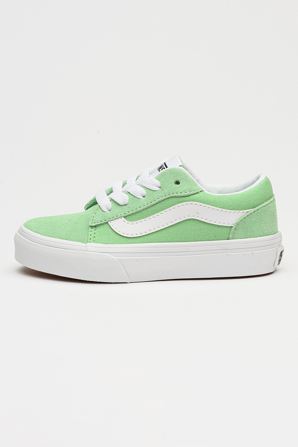 Vans, Pantofi sport Vero cu detalii din piele intoarsa, Alb, Verde lime, 32 EU
