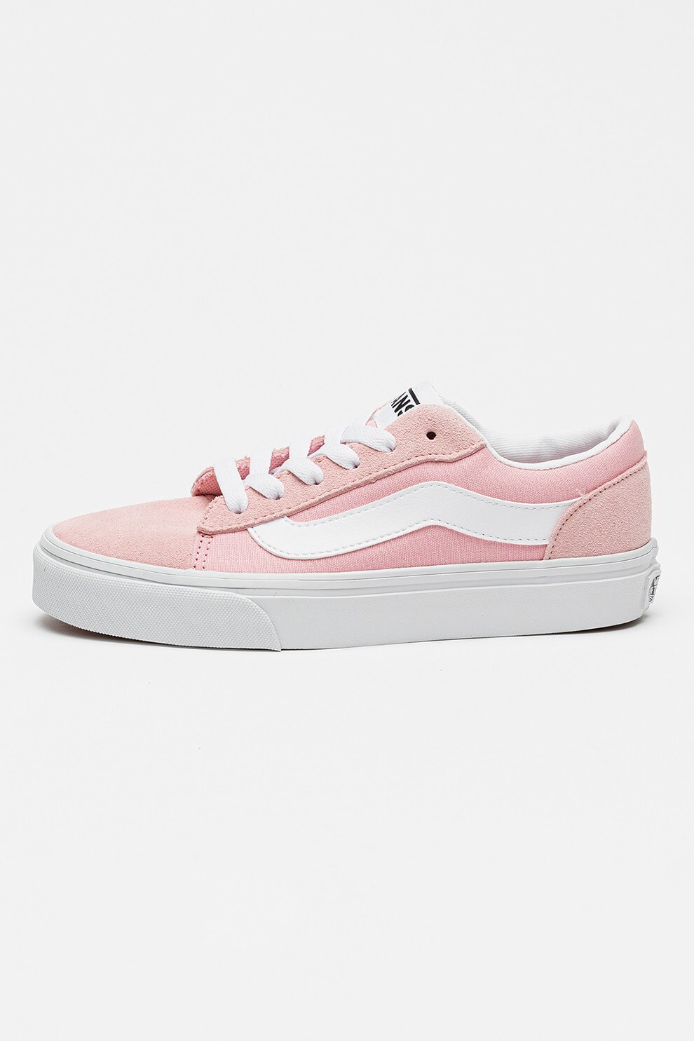 Vans, Pantofi sport Vero cu detalii din piele intoarsa, Alb, Roz deschis, 38 EU