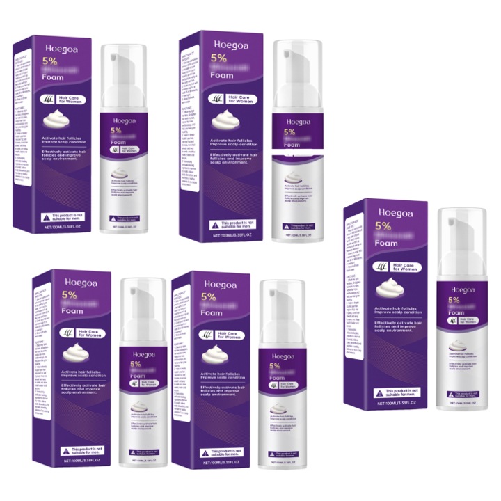 Set 5 tratamente spuma pentru par, hranire scalp, netezire si hidratare, 100ml Hoegoa