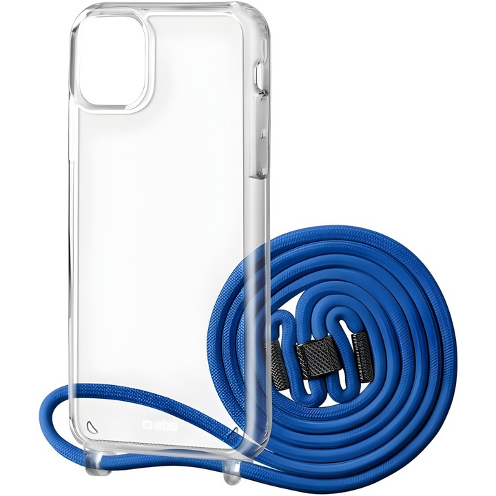 Carcasa pentru telefon cu sfoara IZMAEL, albastra, silicon, pentru Apple iPhone 12/iPhone 12 Pro