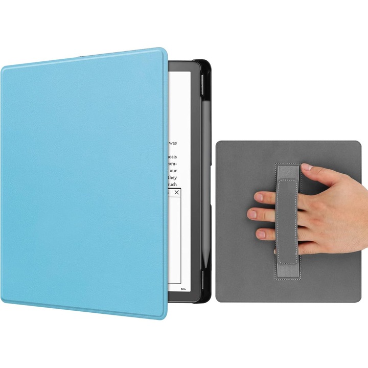 Husa Slim Sigloo pentru Kindle Scribe 10.2 inci (2022 & 2024) - Piele PU, Curea de Mana, Suport Stilou, Functie Auto Sleep/Wake, culoare Blue