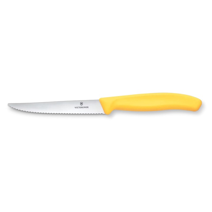 Cutit Bucatarie cu varf ascutit, Inox 11cm Zimzata Victorinox Galben