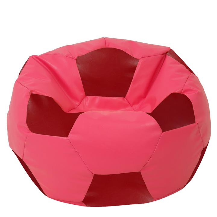 Fotoliu puf Mega Ball - imitatie piele - roz/rosu