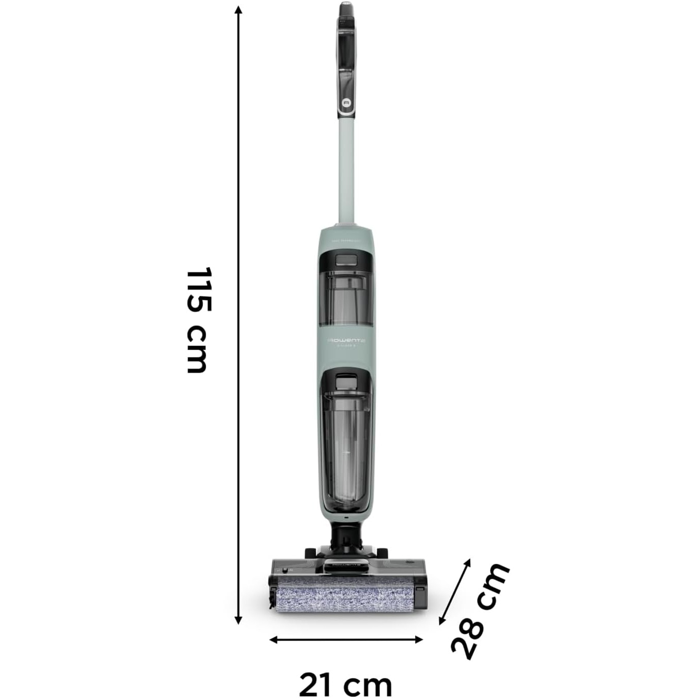 Aspirator vertical fără fir Rowenta X-Clean 2, 120W, autonomie 35 min, capacitate rezervor apă murdare 0.44L, verde/negru