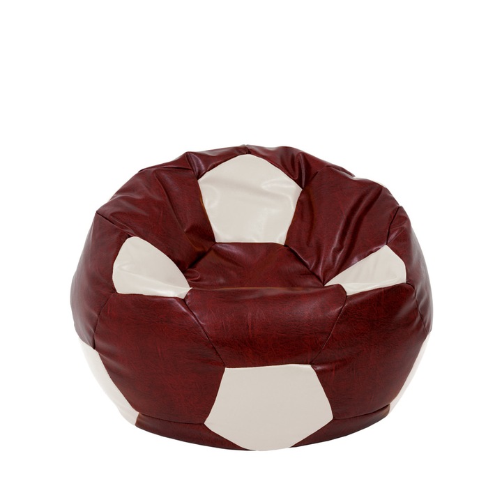 Fotoliu puf Mondo Ball - imitatie piele - bordo/crem