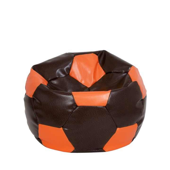 Fotoliu puf Mondo Ball - imitatie piele - maro/portocaliu